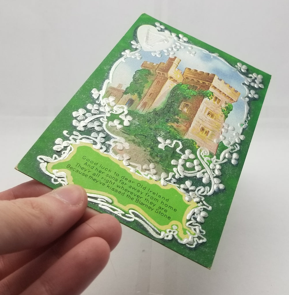 St Patrick's Day Postcard The Blarney Stone at Blarney's Castle Ireland Silver Highlights