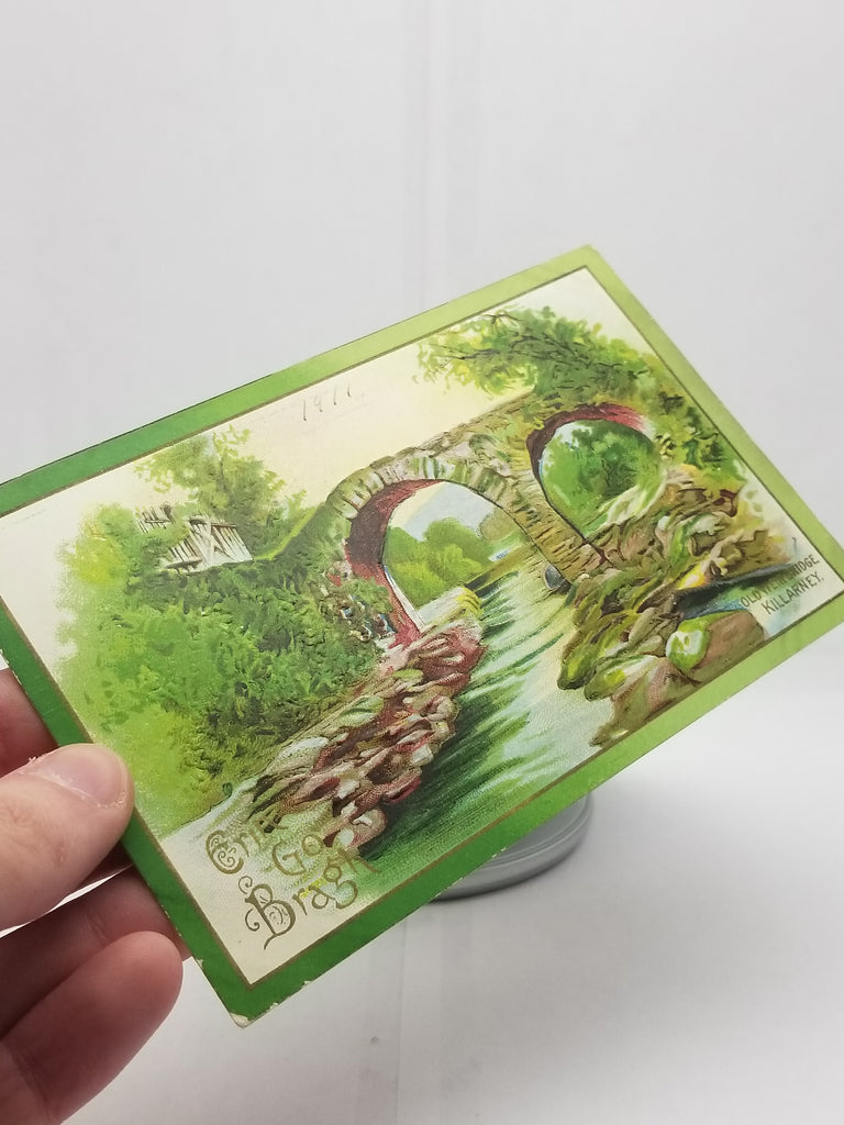 Saint Patrick's Day Postcard, Irish Themed Card, St Patrick Old Killarney Bridge Landscape Scene