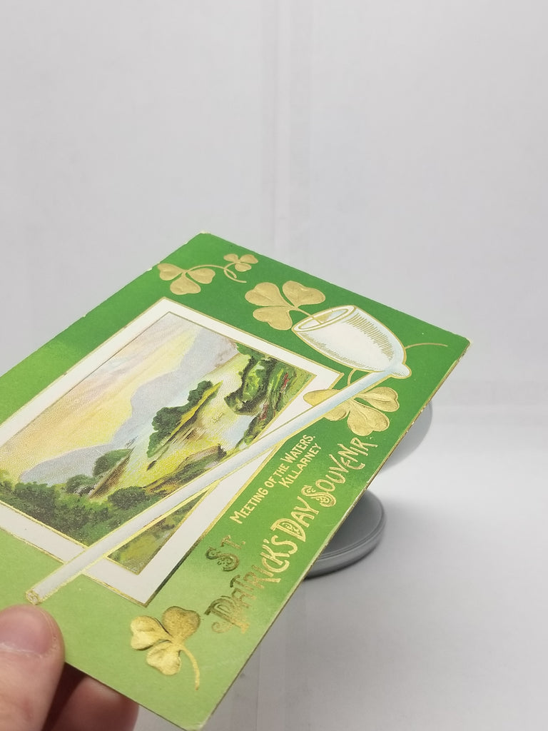 Saint Patrick's Day Postcard, Irish Themed Card, St Patrick Gold Embossed Killarney Landscape Winsch Publishing&nbsp;