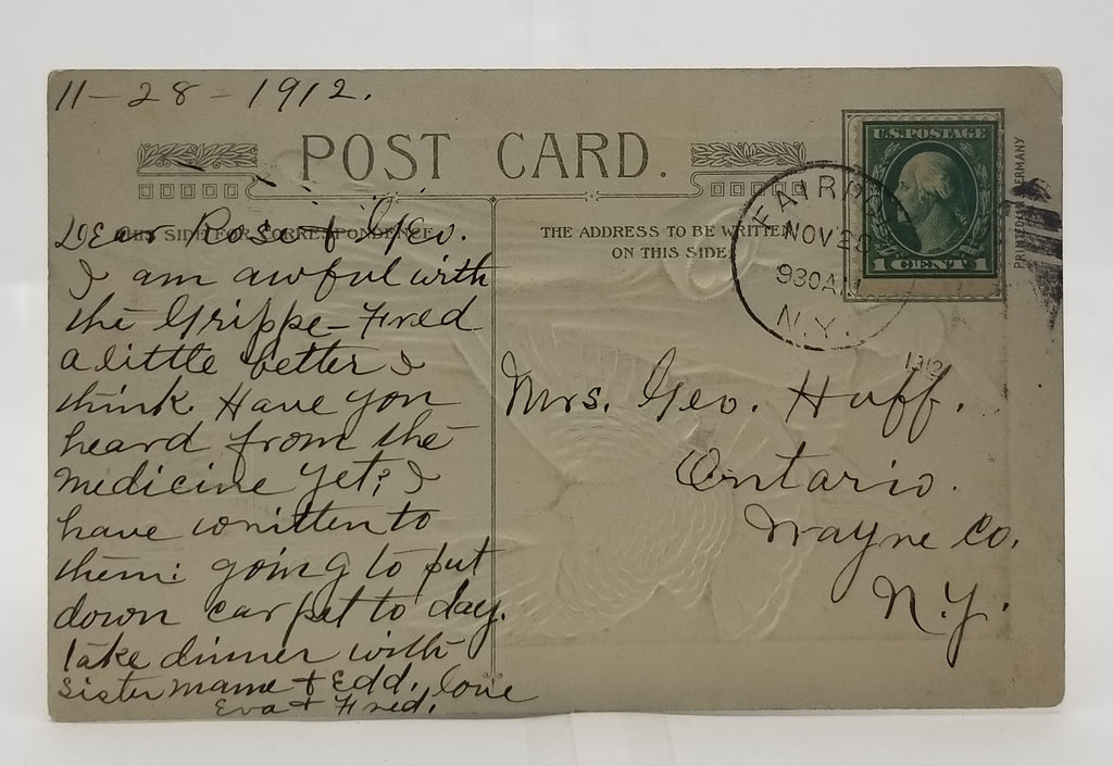 Thanksgiving Postcard Native American Indian Maiden Schmucker Winsch