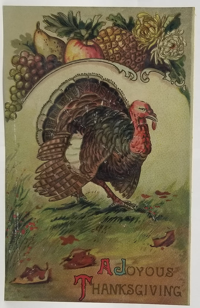 Thanksgiving Postcard Series 0848 Turkey with Fall Harvest Gel Finish