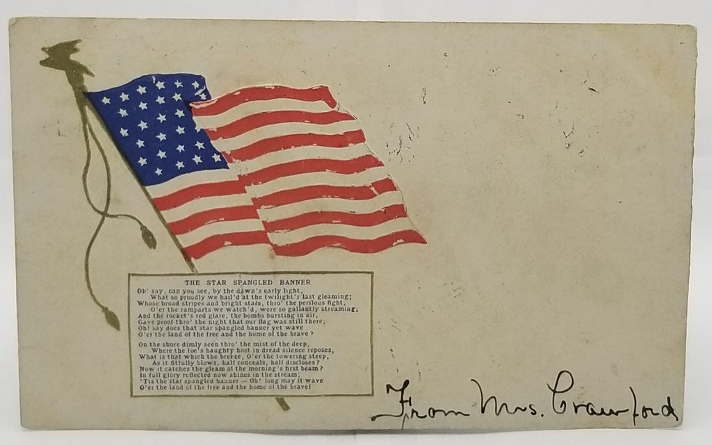 Patriotic Postcard American Flag Star Spangled Banner Lyrics