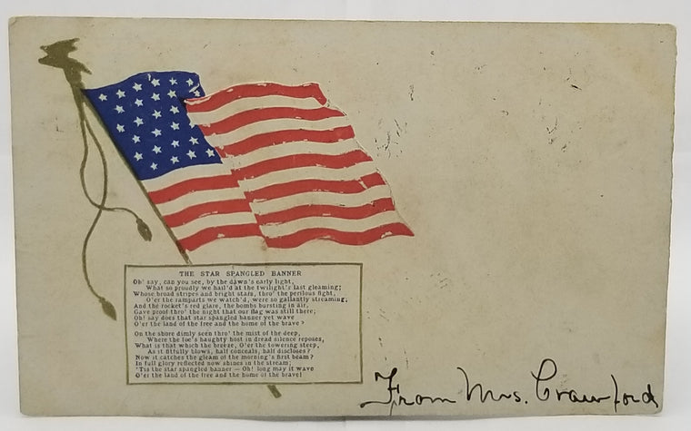 Patriotic Postcard American Flag Star Spangled Banner Lyrics