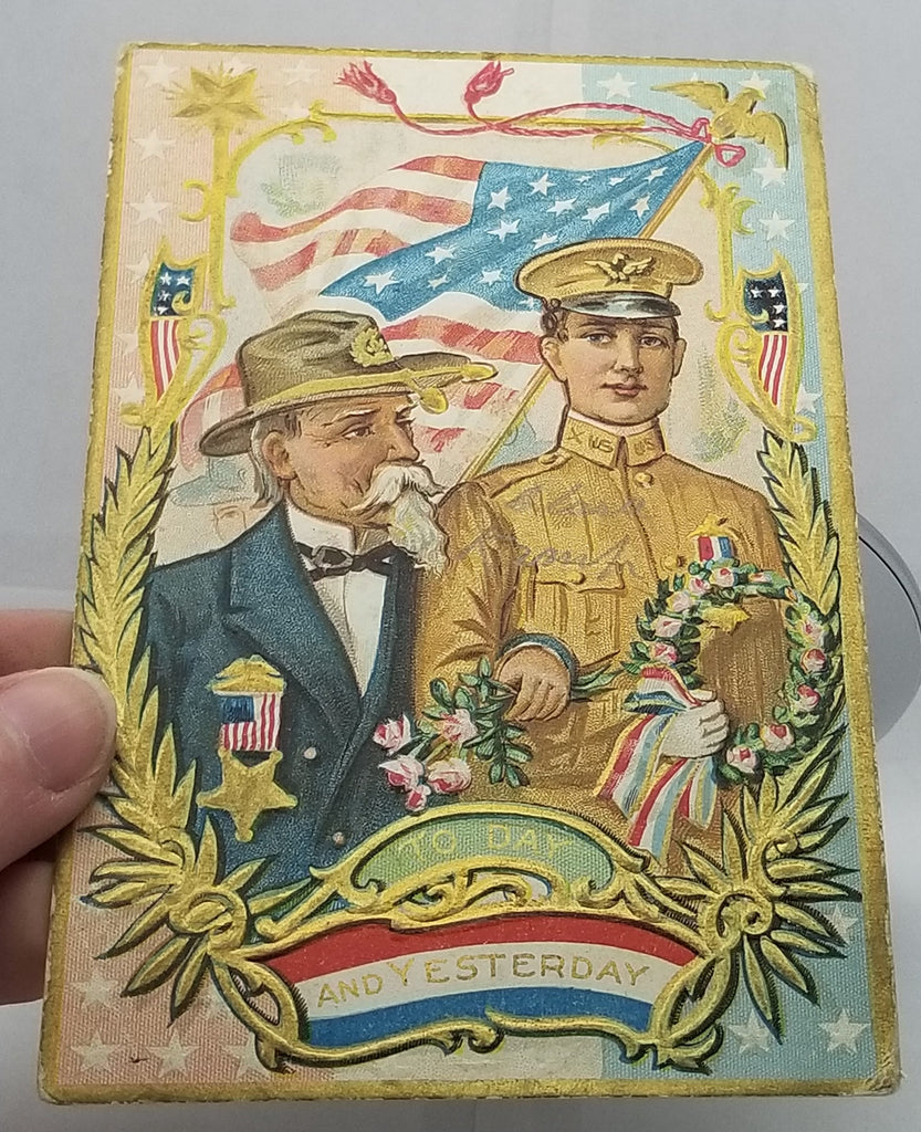 Patriotic Postcard Decoration Day American Flag Generations of Soldiers Series 2