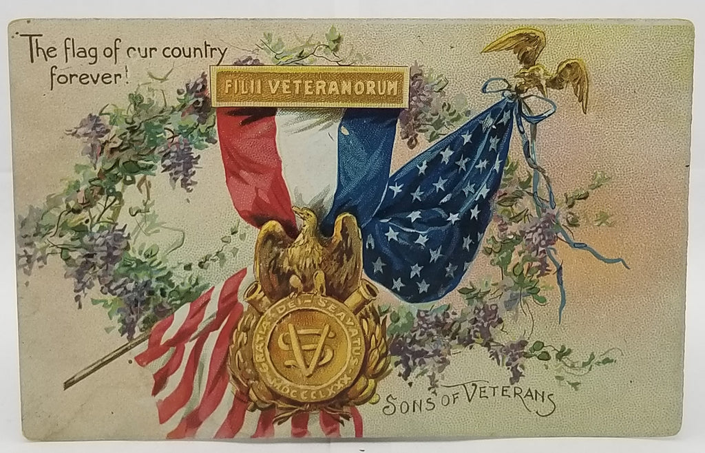 Patriotic Postcard Sons of Veterans American Flags Tuck Series 107