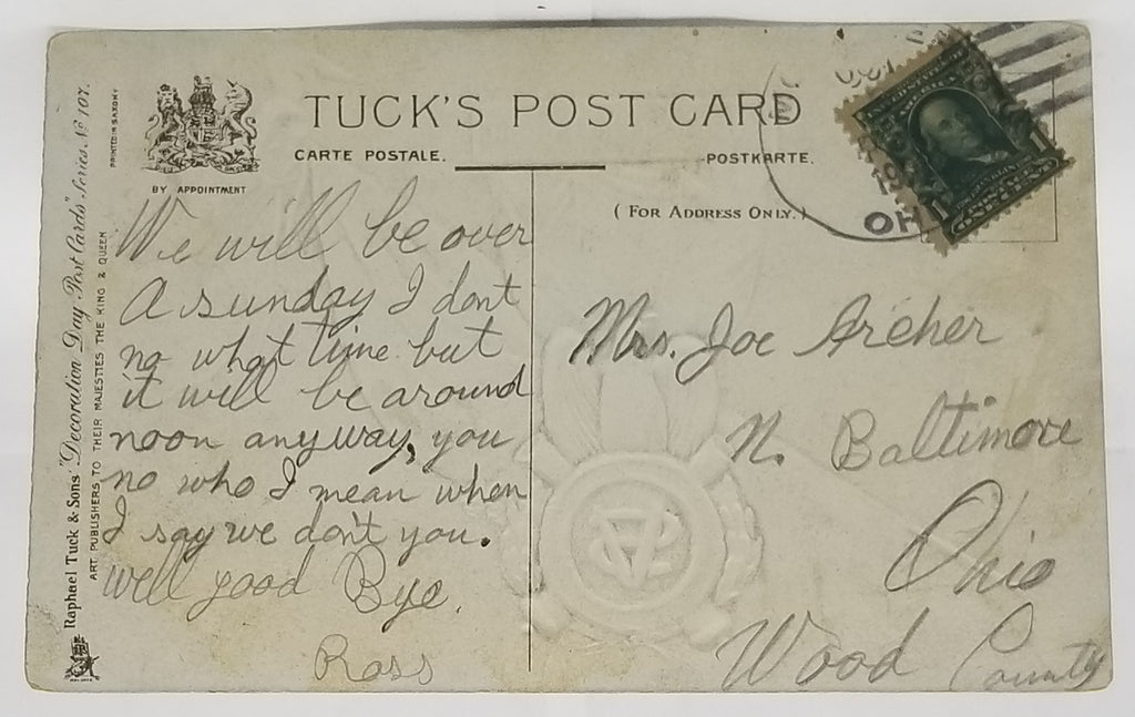 Patriotic Postcard Sons of Veterans American Flags Tuck Series 107