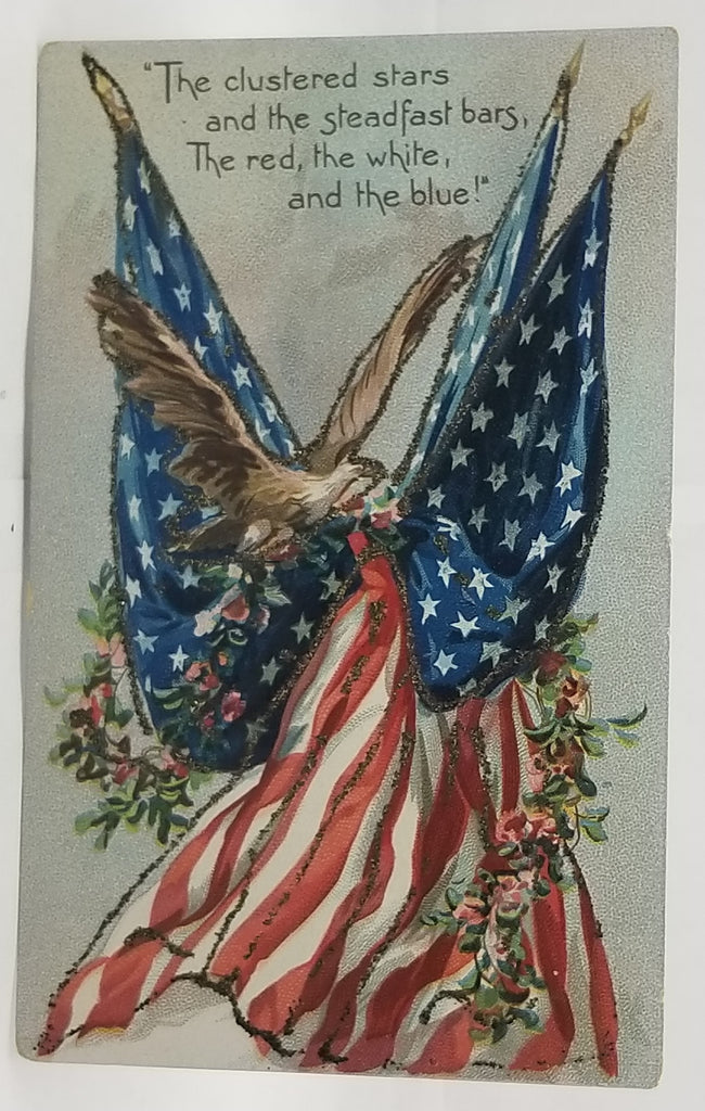 Patriotic Postcard Eagle with American Flags Tuck Pub Series 107