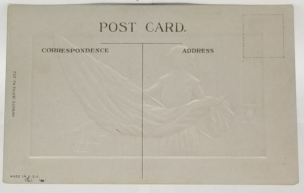 Patriotic Postcard WWI Woman Holding American Flag Series 252