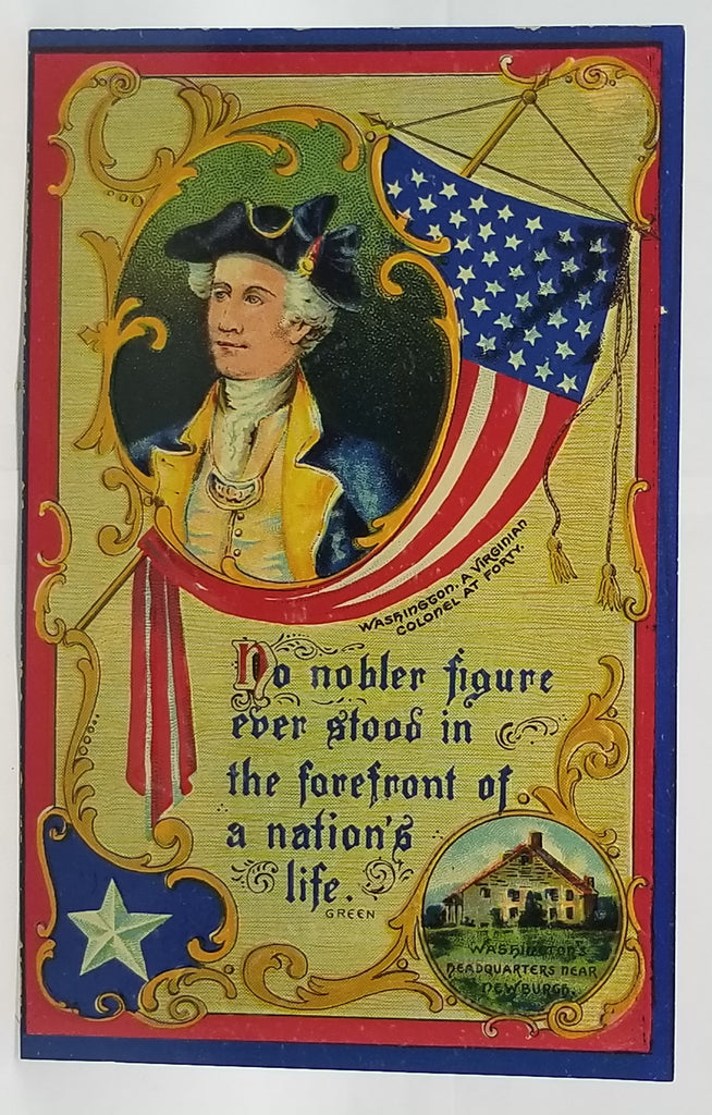 Patriotic Postcard President Washington with American Flag Historic Quote Series 2244 Unused