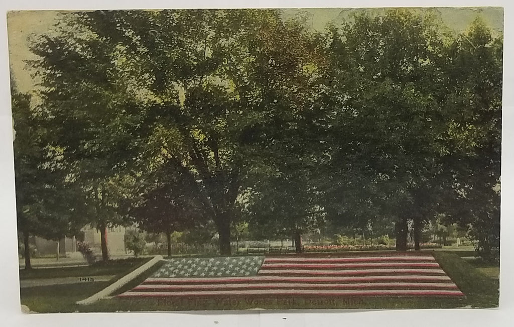 Patriotic Postcard Floral American Flag Elizabeth Park Hartford Conn