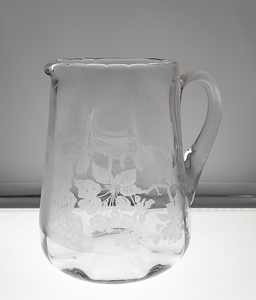 Maryland Acid Etched Glass Pitcher "Women at the Spring" Artist George Truog