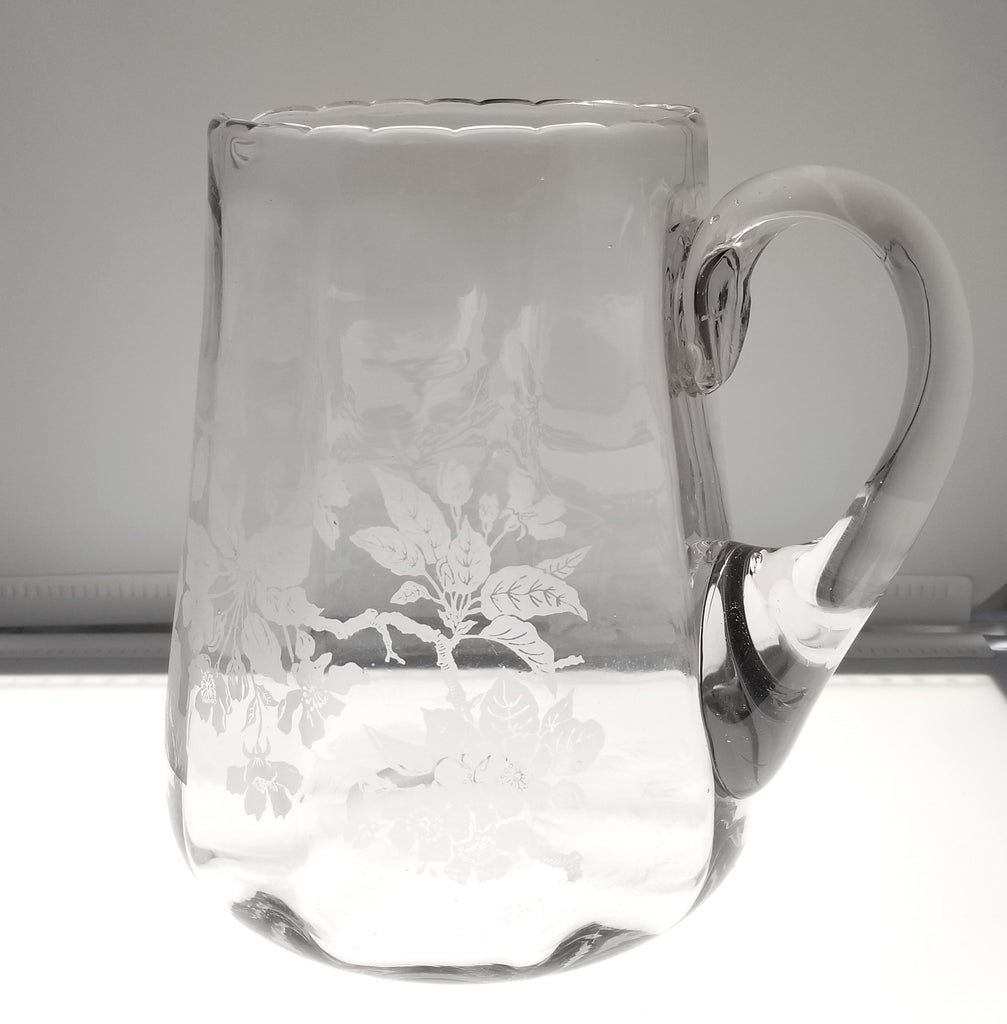 Maryland Acid Etched Glass Pitcher "Women at the Spring" Artist George Truog