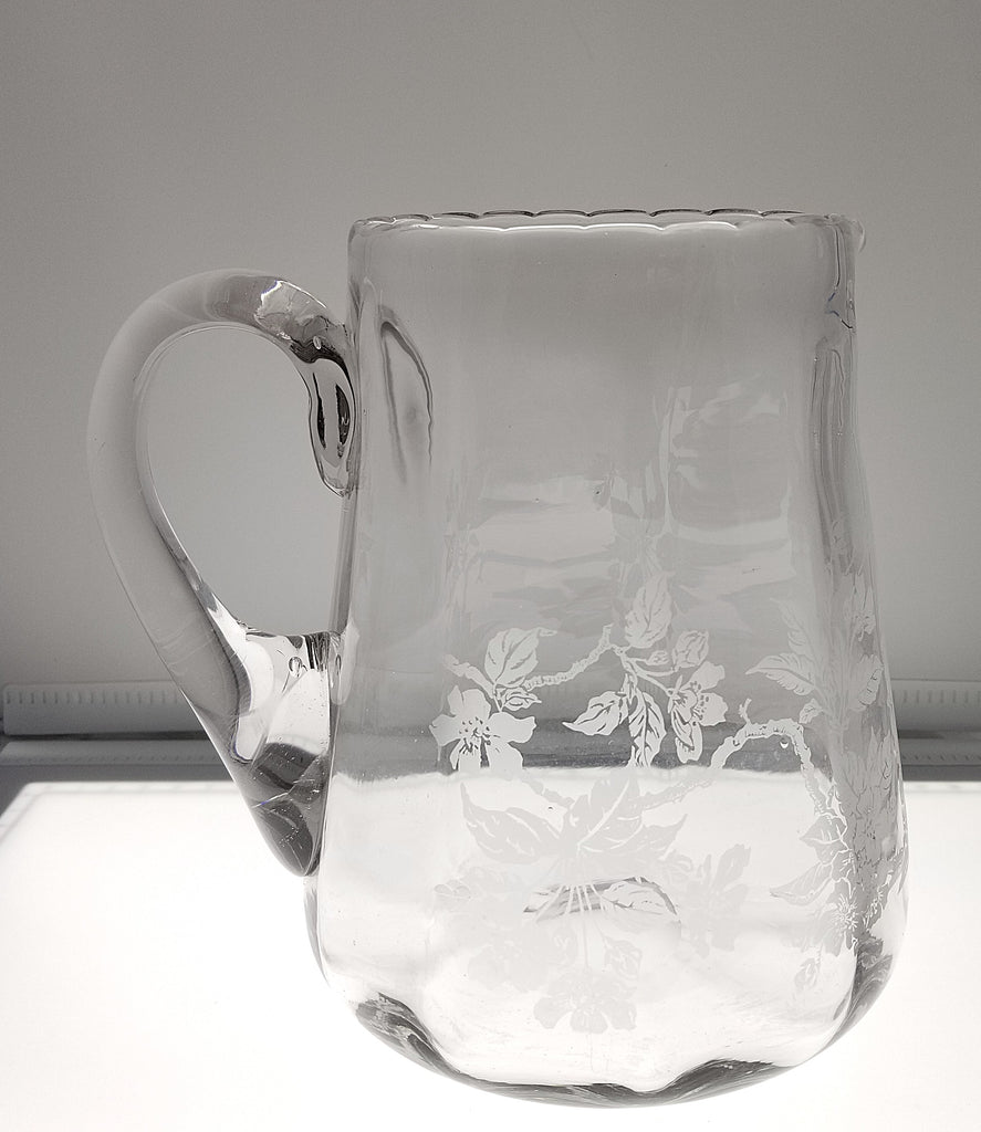Maryland Acid Etched Glass Pitcher "Women at the Spring" Artist George Truog