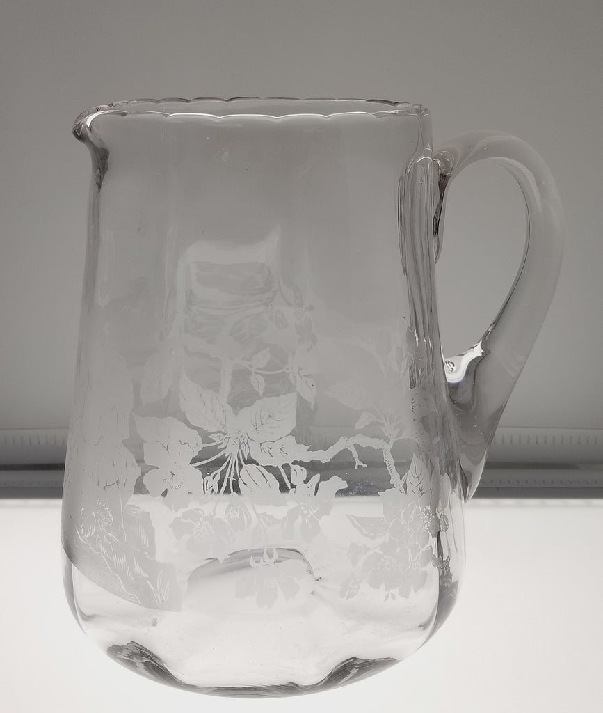 Maryland Acid Etched Glass Pitcher "Women at the Spring" Artist George Truog