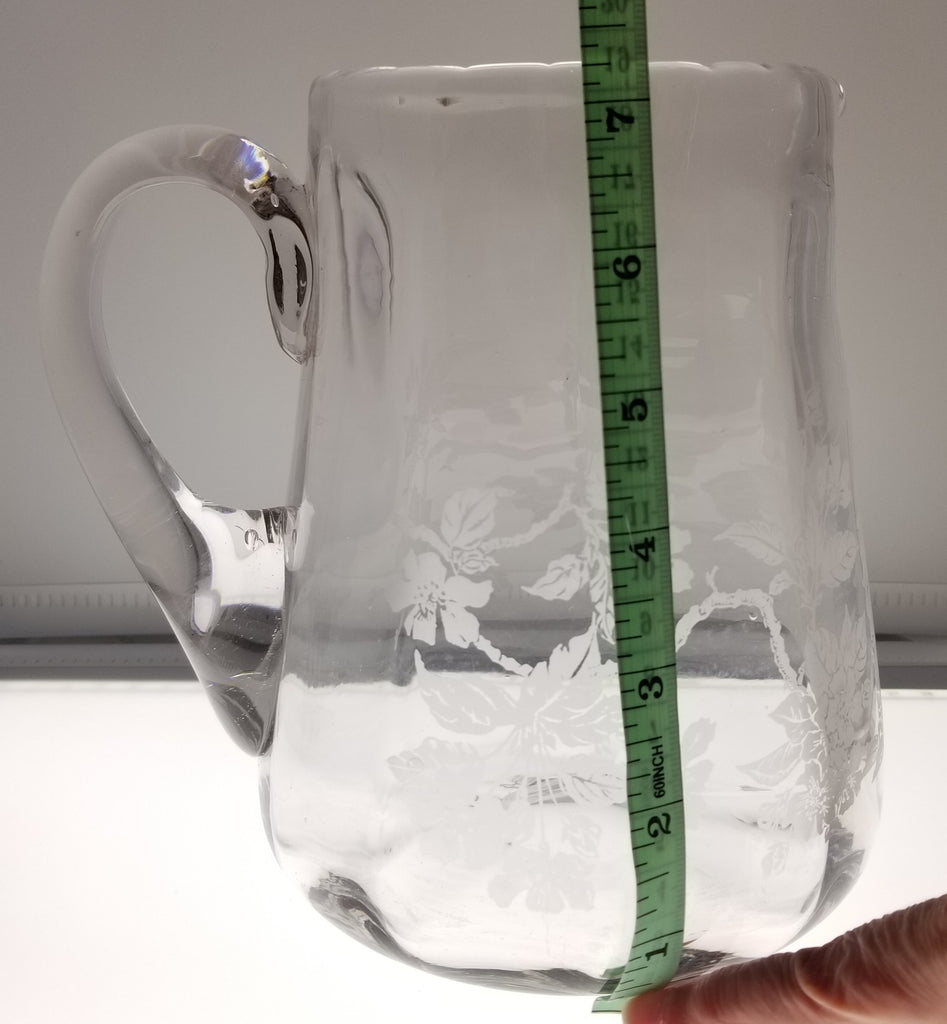 Maryland Acid Etched Glass Pitcher "Women at the Spring" Artist George Truog