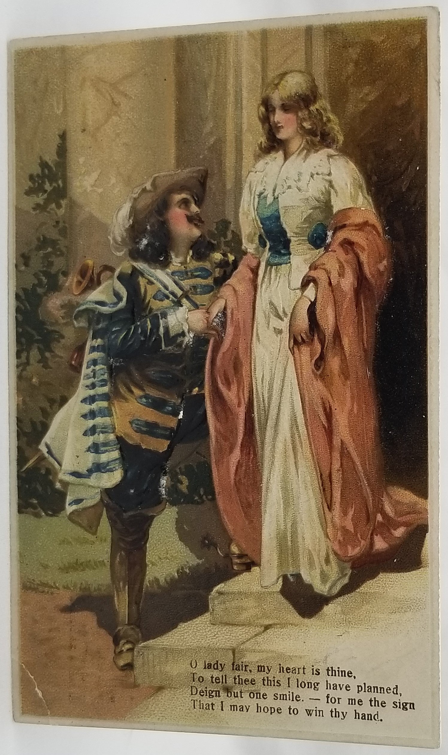 Romance Postcard Rococo Dressed Couple Frenchman Asking for Woman's Ha ...