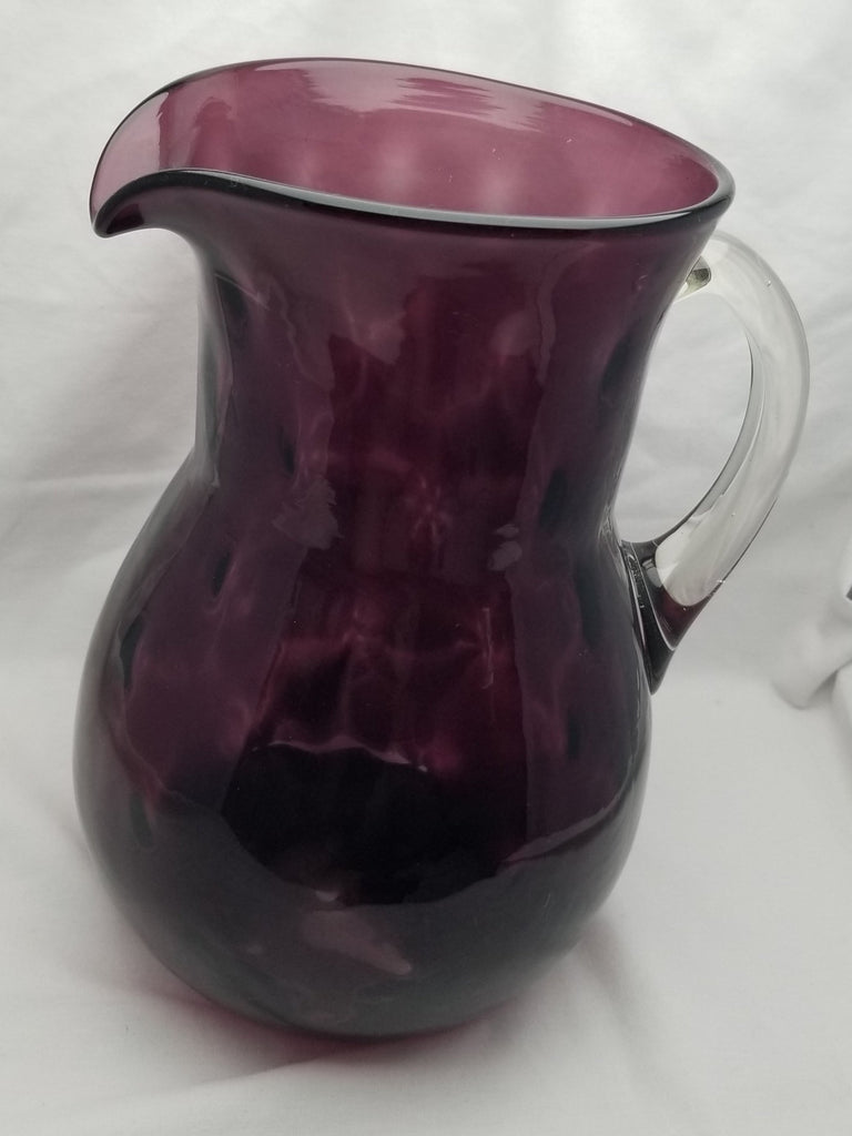 Amethyst Glass Dot Optic Pitcher RARE  Purple Lemonade Jug