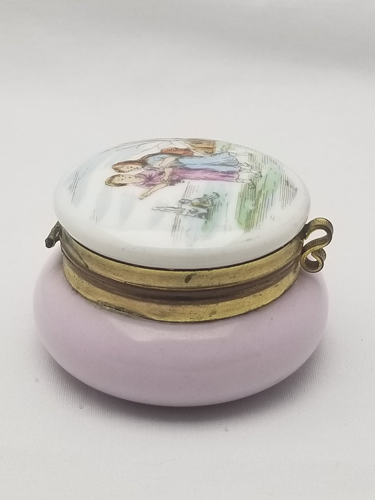 French Porcelain Patch Box Miniature Trinket Jar