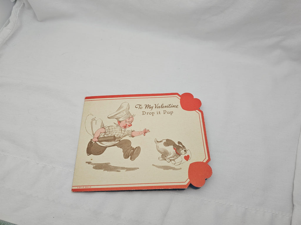 Vintage 3D Pop-up Pop Out Die Cut Valentine Card, 1930s Valentine's, Lov-O-Gram Charles Twelvetrees Little Boy Baker and Puppy Dog