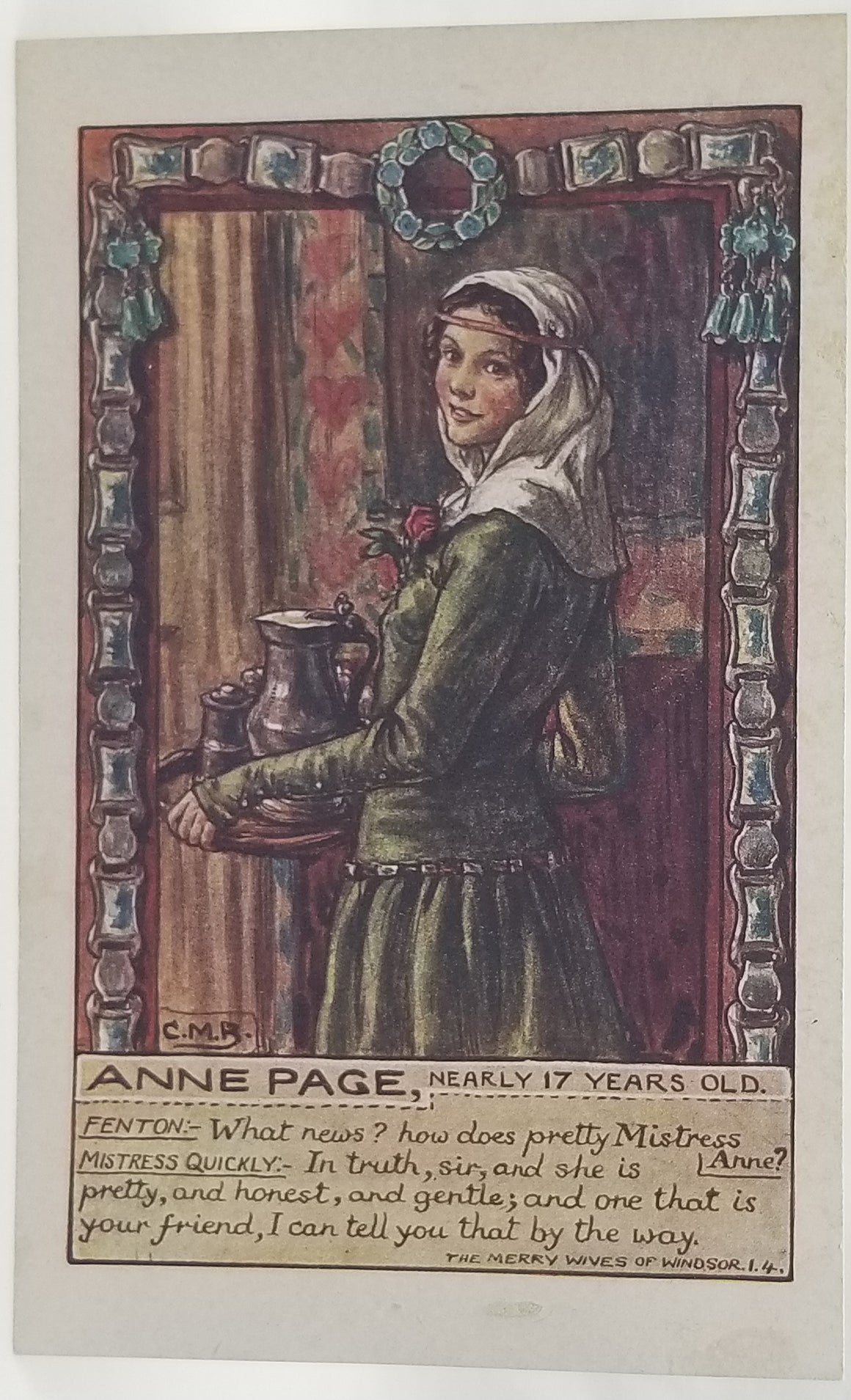 Shakespeare Women Series Postcard Artist CMR Anne Page