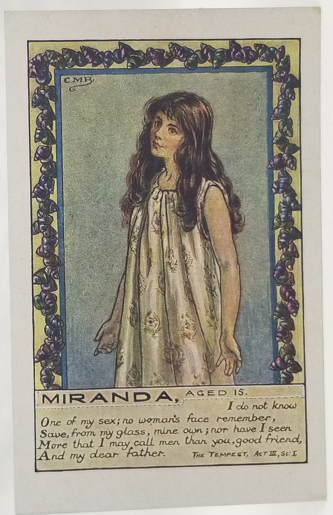 Shakespeare Women Series Postcard Artist CMR Miranda