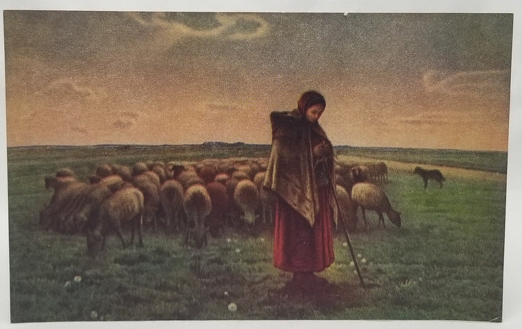 Art Postcard The Shepherdess Artist Millet