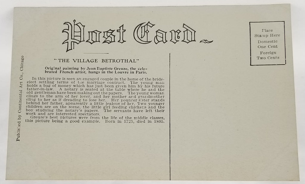 Art Postcard The Village Betrothal Artist Greuze