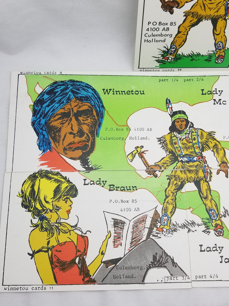 Installment Postcard Set Winnetou Native American Series Puzzle Cards Band Radio Communication Back