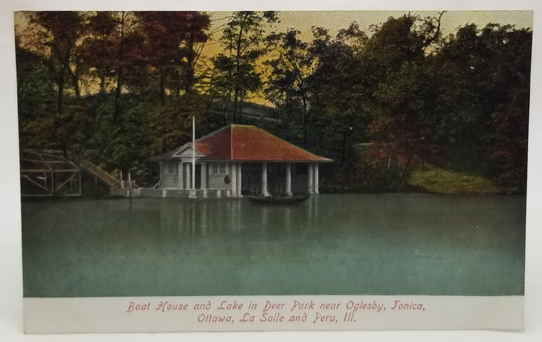 Boat House and Lake in Deer Park near Oglesby, Jonica, Ottawa, La Salle and Peru, Illinois