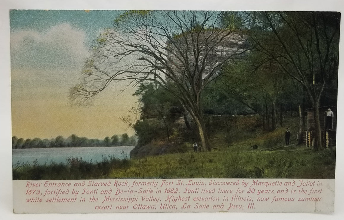 River Entrance and Starved Rock Formerly Fort St. Louis La Salle Illinois RPPC Style Postcard