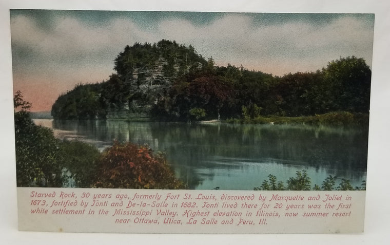 Starved Rock with Lake Formerly Fort St. Louis La Salle Illinois RPPC Style Postcard