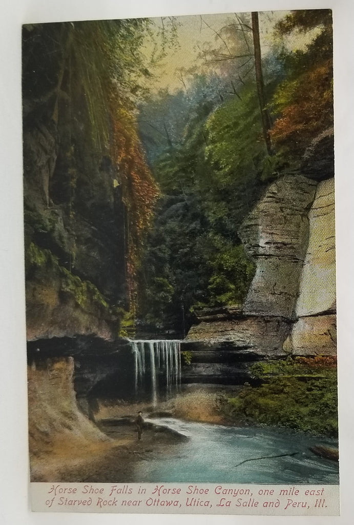 Horseshoe Falls Horse Shoe Canyon East of Starved Rock La Salle Illinois RPPC Style Postcard