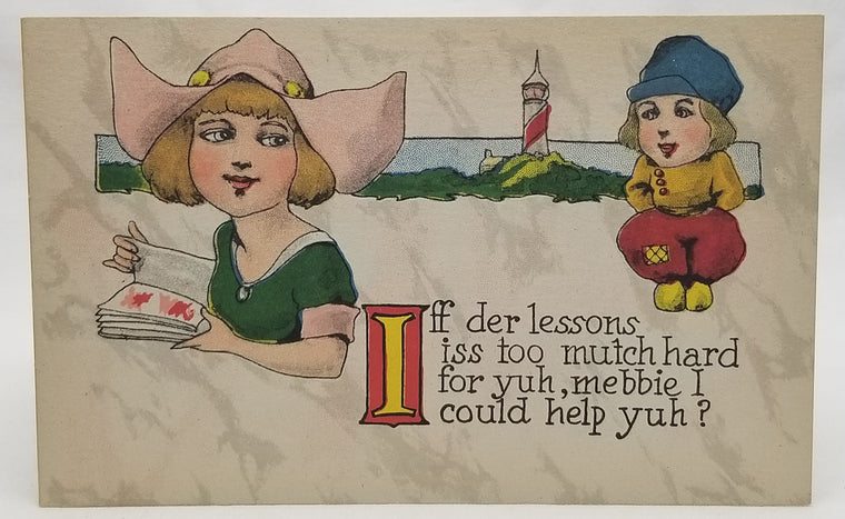 Children Themed Postcard Dutch Children with Comical Poem Series 107