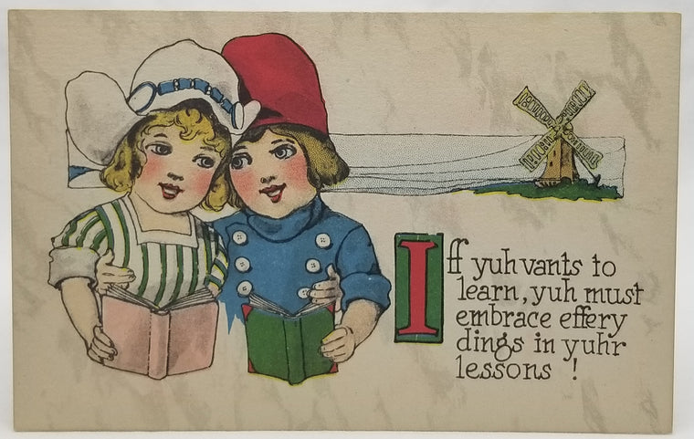 Children Themed Postcard Dutch Children with Books Series 107