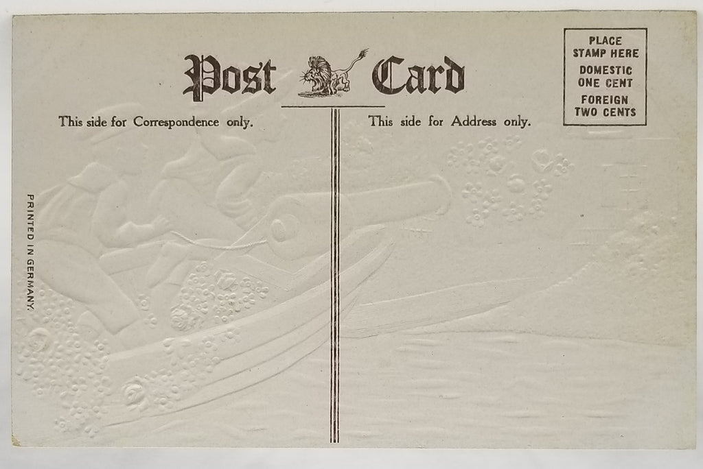 Birthday Postcard Series 760 Sailor Boys Blowing Flowers From Cannon on Boat