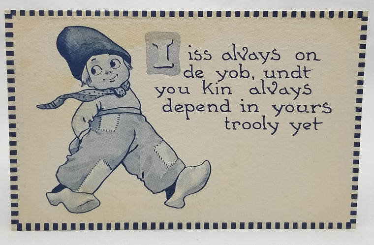 Whimsical Child Postcard Dutch Boy Strolling Series 109