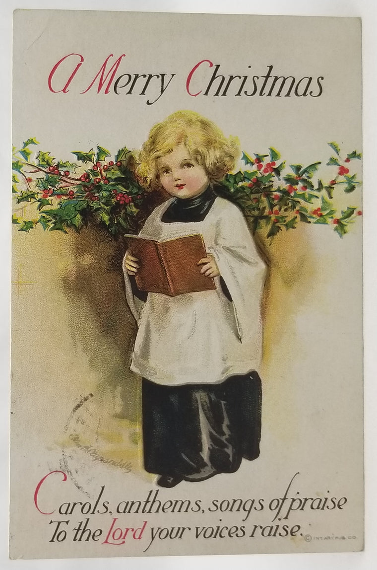 Christmas Postcard Choir Child Artist Clapsaddle