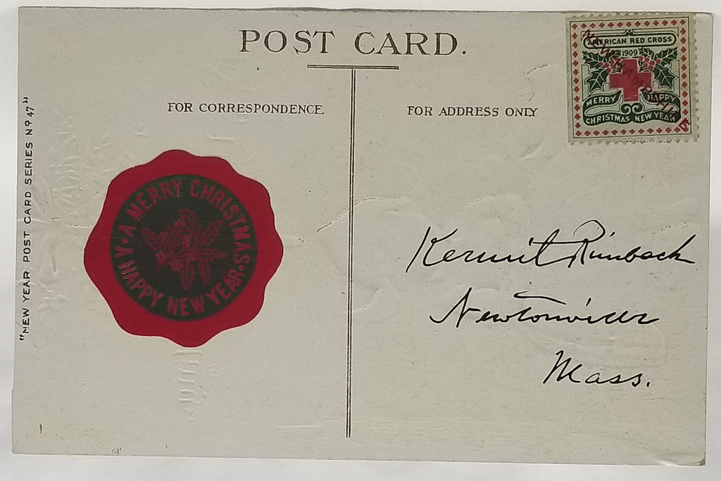 New Year's Postcard Dutch Girl on Bench Artist Clapsaddle