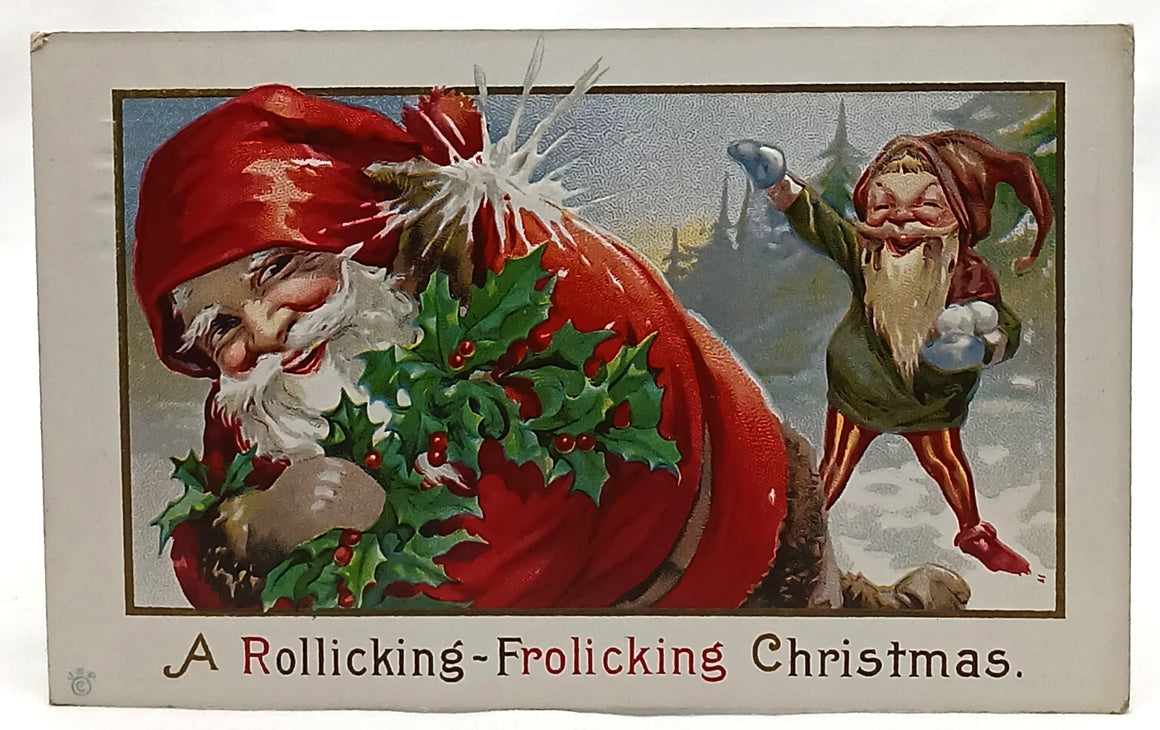 Christmas Postcard Santa Claus with Elf Series 68B