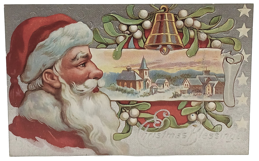 Christmas Postcard Santa Claus Series 2 Silver Background