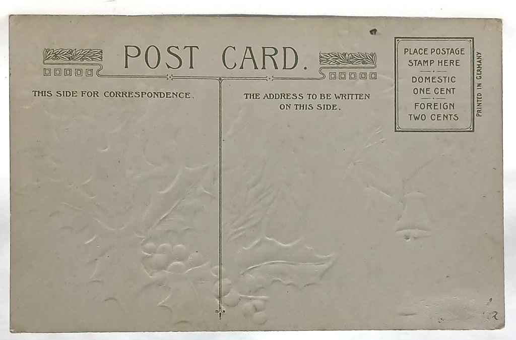 Antique Christmas Postcard Three Angels Singing Holly Border Winsch Pub