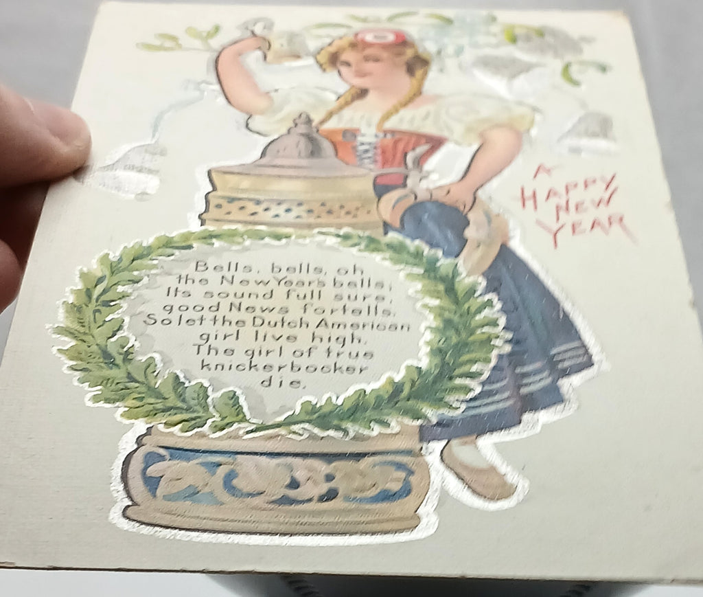 New Year's Postcard German Woman Toast Series 1 Giant Beer Stein