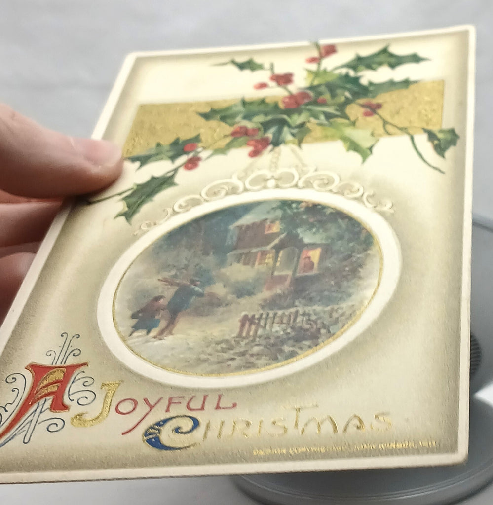 Gold Embossed Christmas Postcard Winter Home Winsch Pub