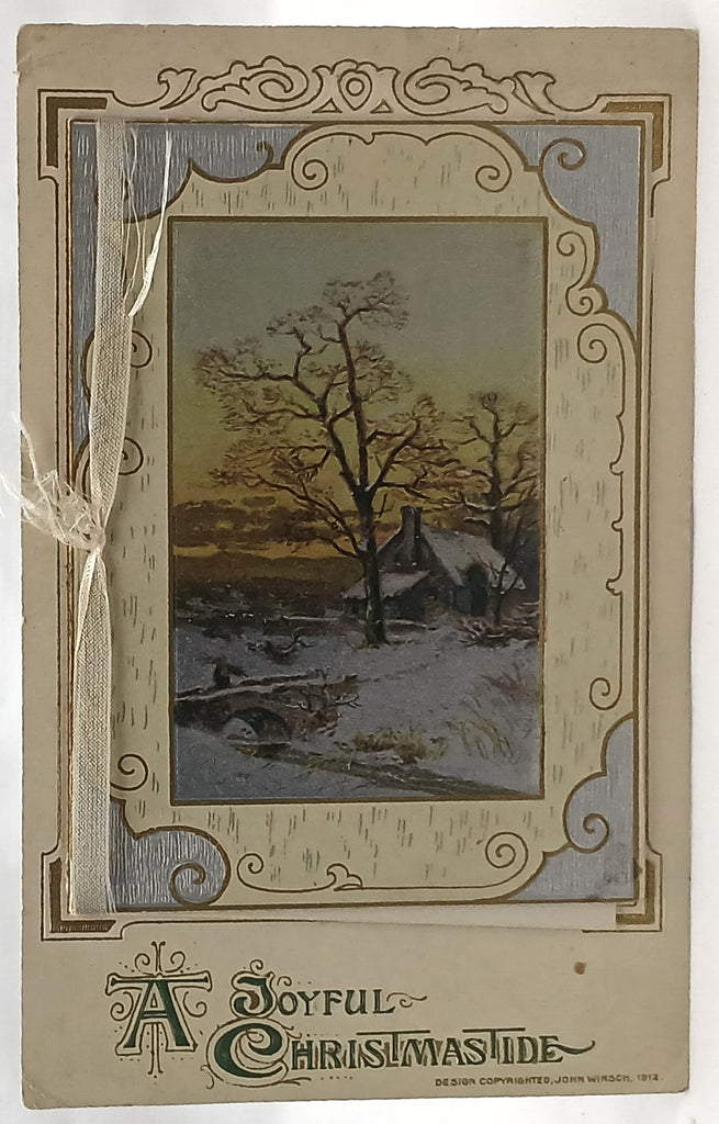 Gold & Silver Embossed Christmas Booklet Postcard Winsch Pub