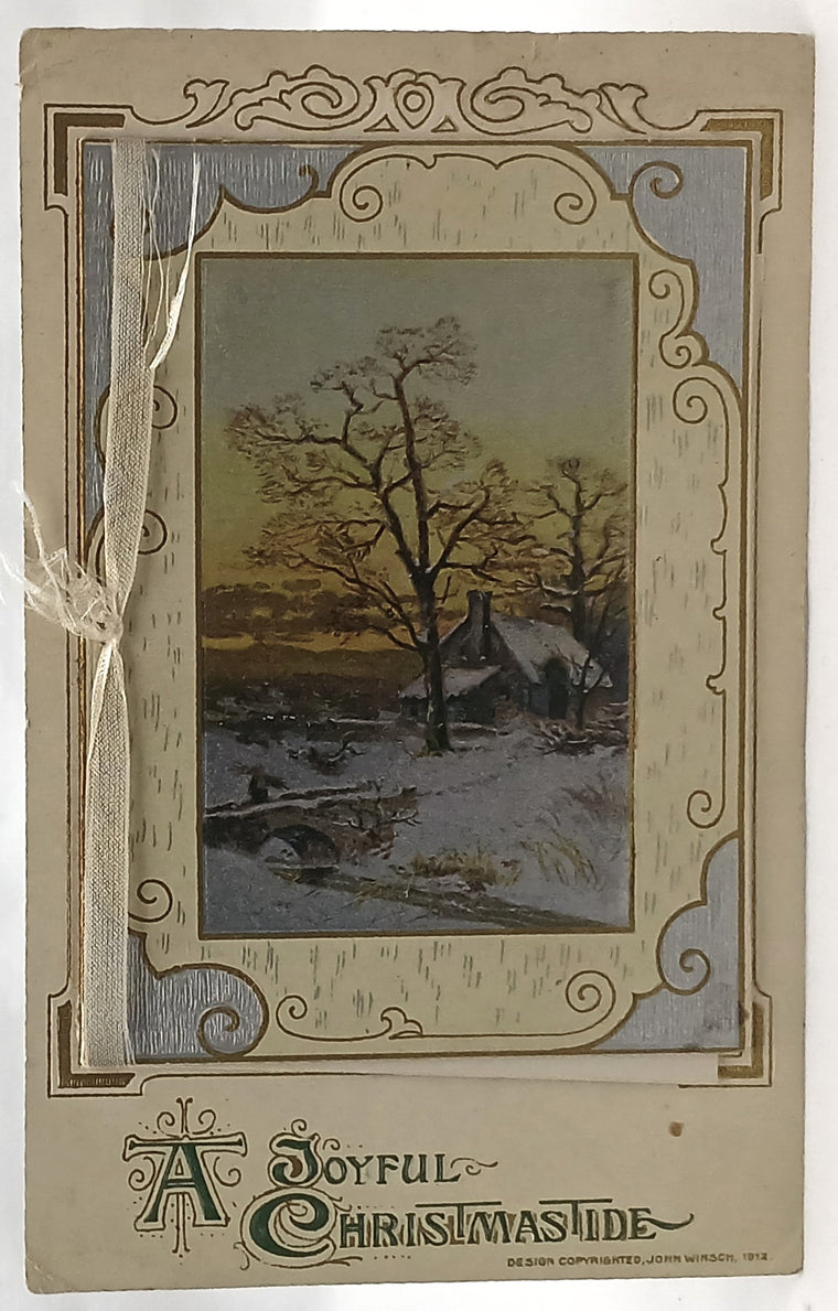 Gold & Silver Embossed Christmas Booklet Postcard Winsch Pub