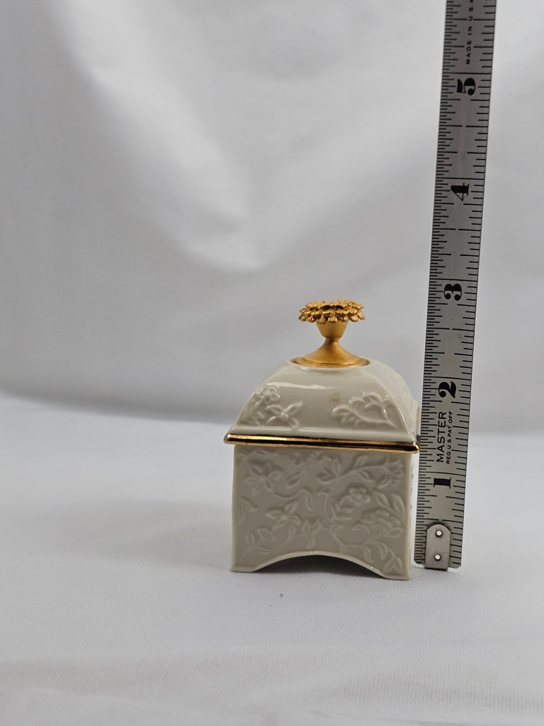 Lenox Trinket Box, Porcelain Jewelry Box Opal Birthstone for October Treasures Collection