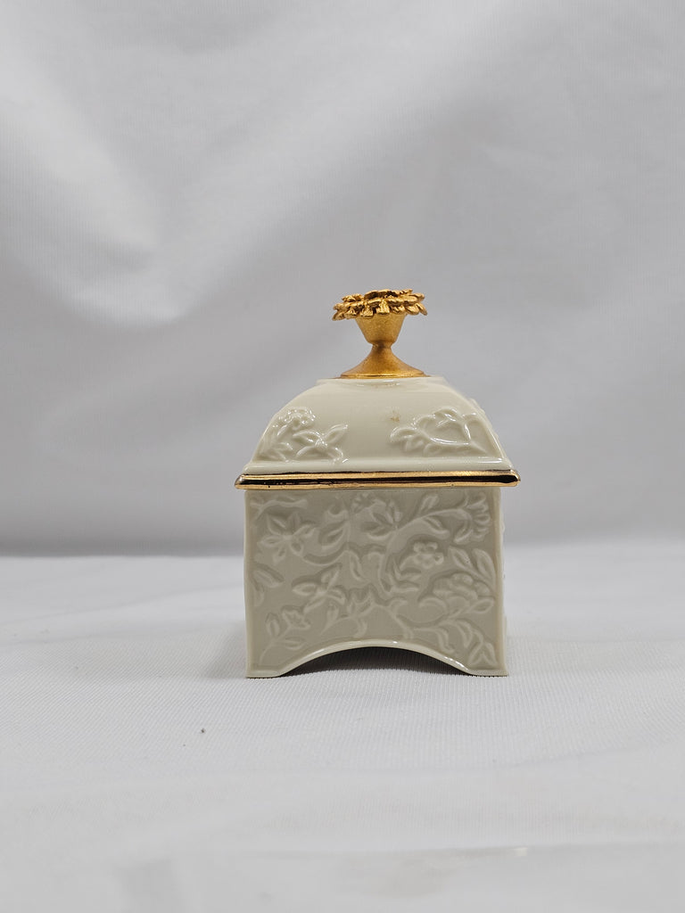 Lenox Trinket Box, Porcelain Jewelry Box Opal Birthstone for October Treasures Collection