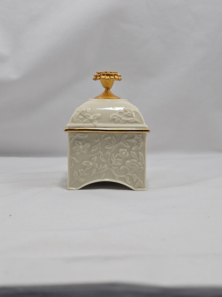 Lenox Trinket Box, Porcelain Jewelry Box Opal Birthstone for October Treasures Collection