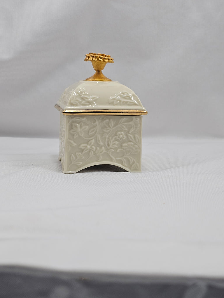 Lenox Trinket Box, Porcelain Jewelry Box Opal Birthstone for October Treasures Collection