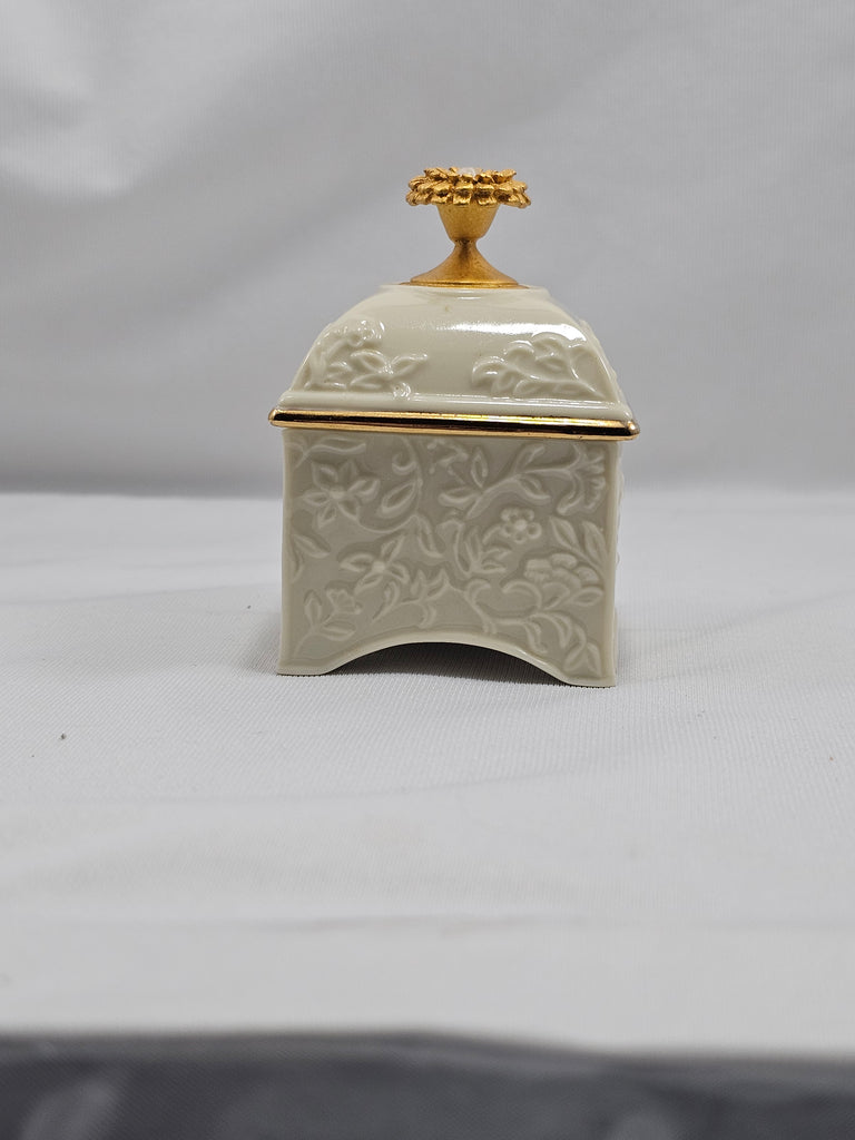 Lenox Trinket Box, Porcelain Jewelry Box Opal Birthstone for October Treasures Collection